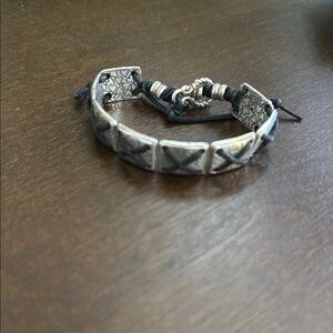 Brighton Silver and Black Braided Bracelet
